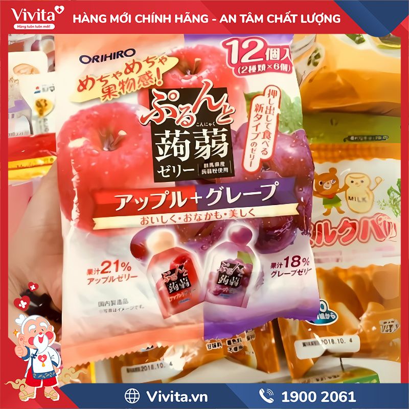 Thạch Orihiro Mix 2 Vị Táo Nho Tím chính hãng