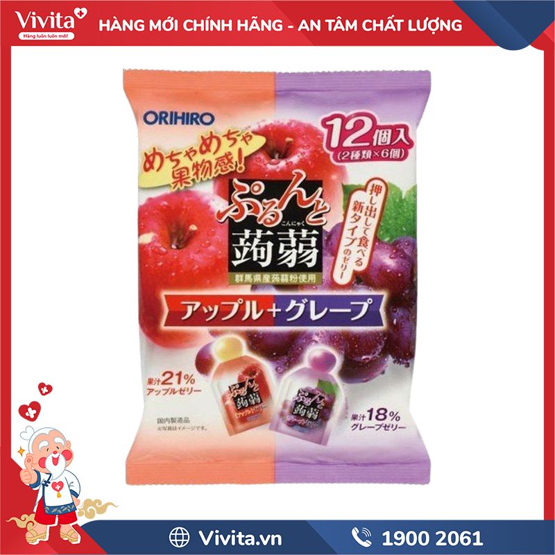 Thạch Orihiro Mix 2 Vị Táo Nho Tím