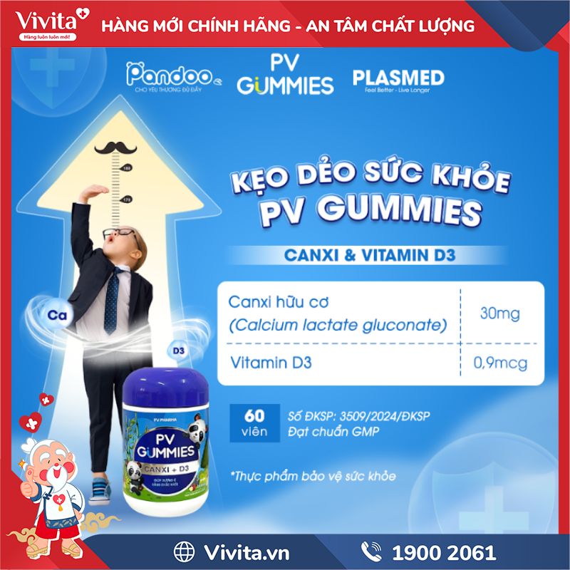 Thành phần của PV Gummies Canxi + D3