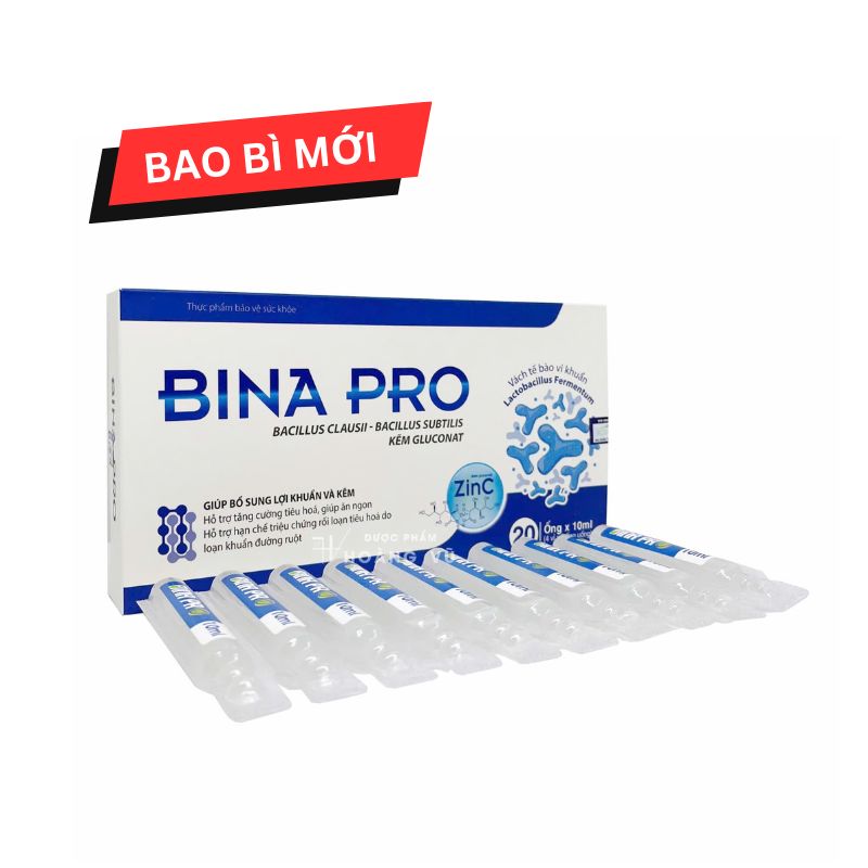 Bina Pro Men Vi Sinh Hỗ Trợ Tăng Cường Hệ Vi Sinh Đường Ruột, Hỗ Trợ Hạn Chế Rối Loạn Tiêu Hóa (Hộp 20 ống x 10ml)