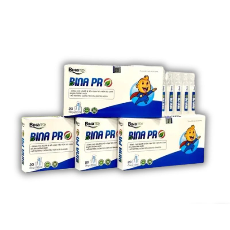 Bina Pro Men Vi Sinh Hỗ Trợ Tăng Cường Hệ Vi Sinh Đường Ruột, Hỗ Trợ Hạn Chế Rối Loạn Tiêu Hóa (Hộp 20 ống x 10ml)