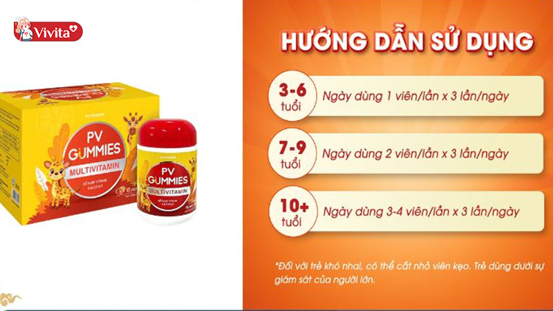 Cần sử dụng kẹo dẻo Pv Gummies Multivitamin theo đúng hướng dẫn từ nhà sản xuất