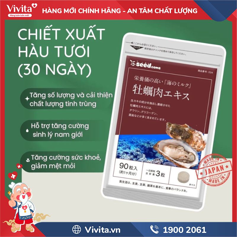 Công dụng của Seedcoms Viên Uống Bổ Sung Tinh Chất Hàu