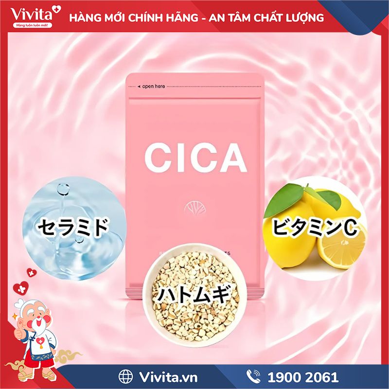 Thành phần Seedcoms Viên Uống Đẹp Da Chiết Xuất Rau Má Cica