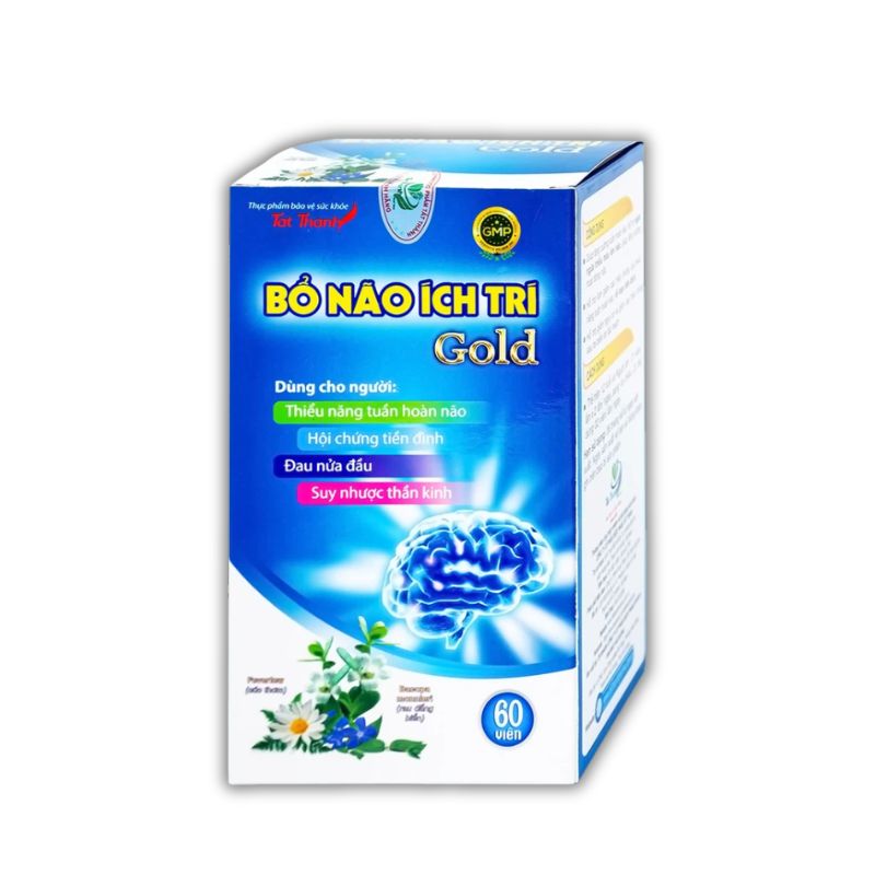 Bổ Não Ích Trí Gold Viên Uống Hỗ Trợ Tăng Cường Tuần Hoàn Não, Hỗ Trợ Ngăn Ngừa Thiếu Máu Não (Hộp 60 viên)