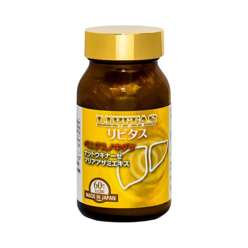 Lipitas Jpanwell Viên Uống Hỗ Trợ Giảm Mỡ Máu, Giải Độc Gan (Hộp 60 viên)
