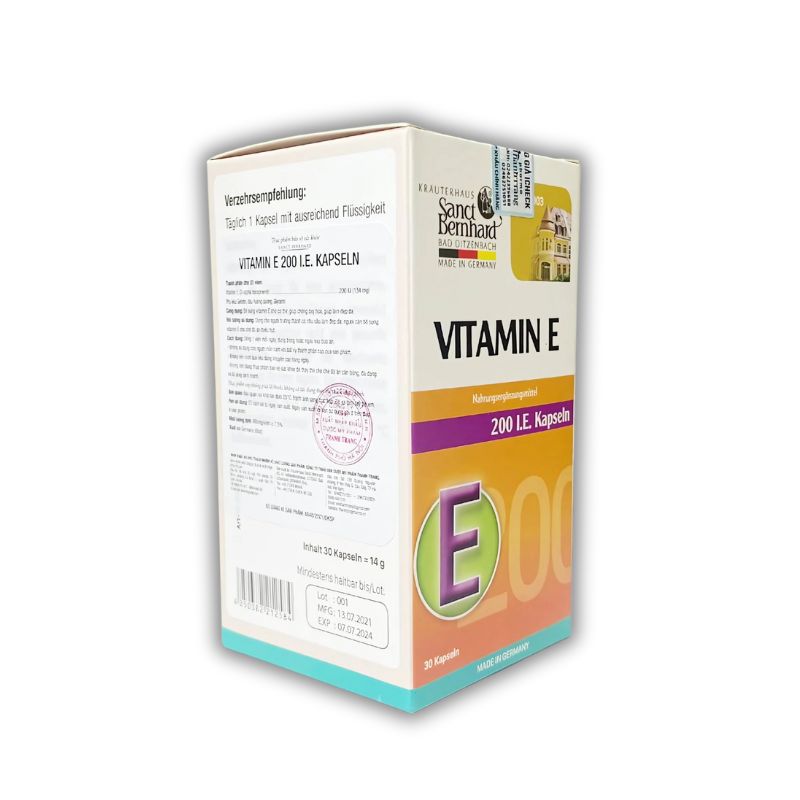 Vitamin E 200 IE Kapseln Đức Viên Uống Hỗ Trợ Đẹp Da (Hộp 30 viên)