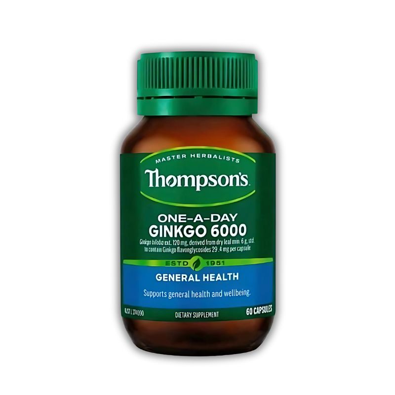 Thompson’s One A Day Ginkgo 6000mg Viên Uống Hỗ Trợ tăng cường tuần hoàn máu não, hỗ trợ giảm triệu chứng rối loạn tuần hoàn não (Hộp 60 viên)