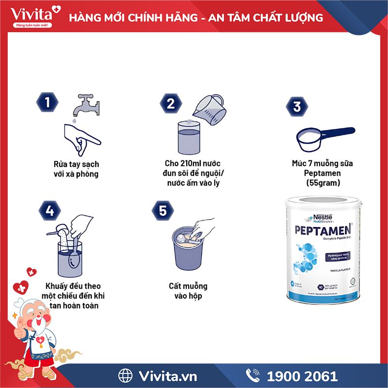 Cách dùng Sữa Peptamen Nestlé
