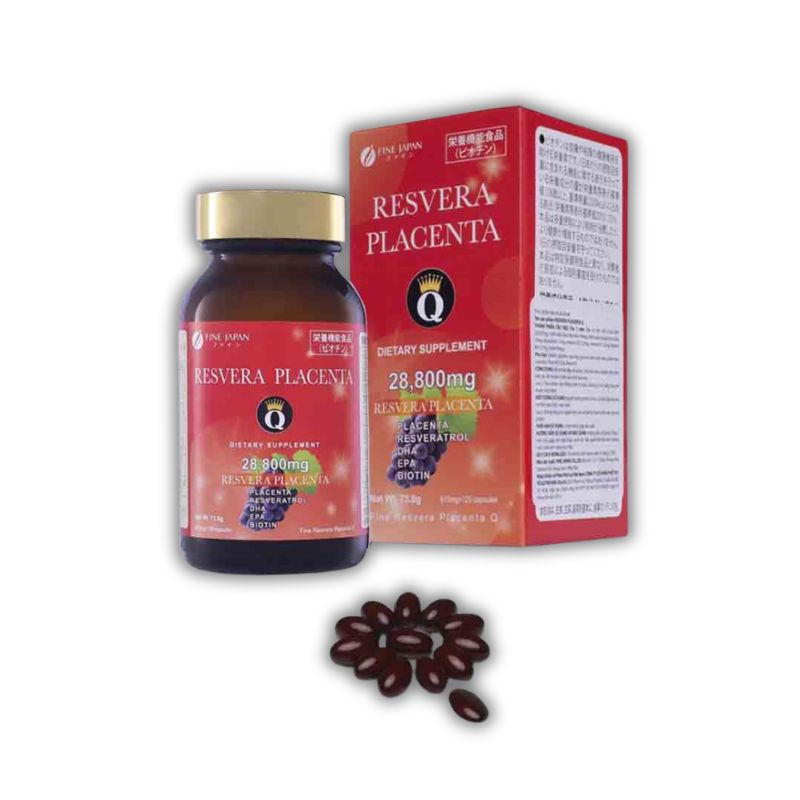 Fine Resvera Placenta Q Viên Uống Hỗ Trợ Làm Sáng, Đều Màu Da (Hộp 120 viên)