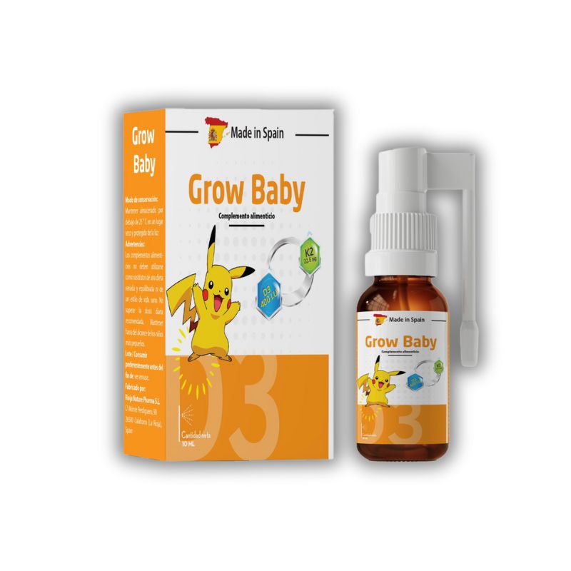 Grow Baby Tây Ban Nha Chai Xịt Hỗ Trợ Bổ Sung Vitamin D3 Và K2 (Lọ 10ml)