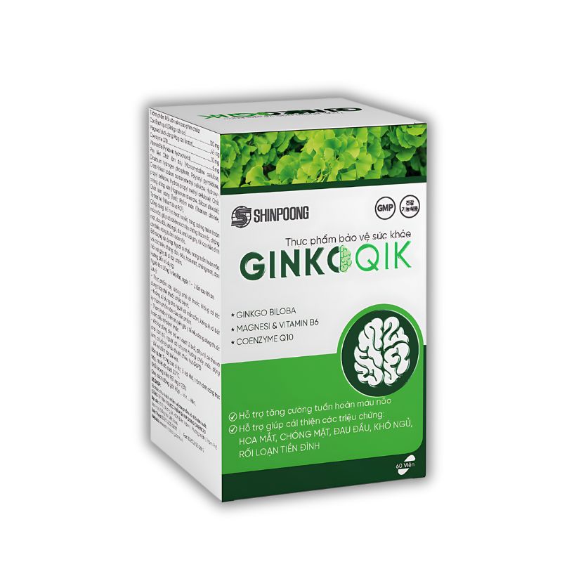 GinkoQIK Viên Uống Hỗ Trợ Hoạt Huyết, Hỗ Trợ Tăng Cường Tuần Hoàn Máu Não (Hộp 30 viên)