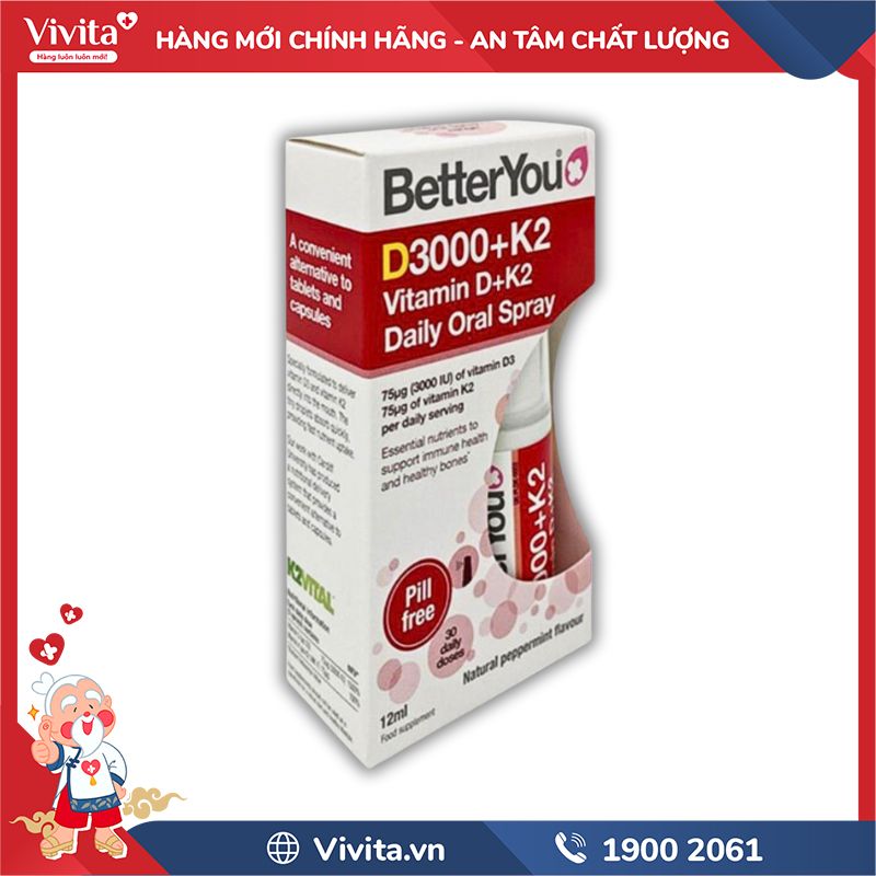 BetterYou D3000+K2 Vitamin D+K2 Daily Oral Spray có tốt không BetterYou D3000+K2 Vitamin D+K2 Daily Oral Spray có tốt không