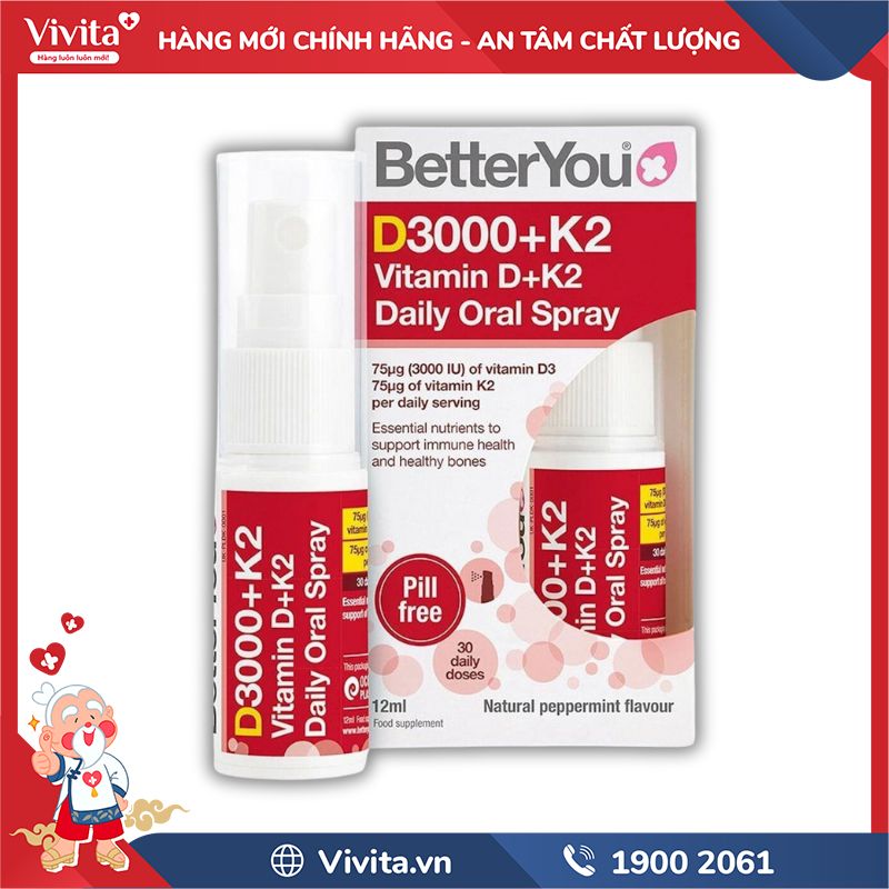BetterYou D3000+K2 Vitamin D+K2 Daily Oral Spray