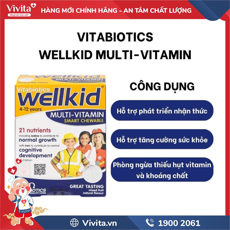 Công dụng của Wellkid Multi-Vitamin Smart Chewable