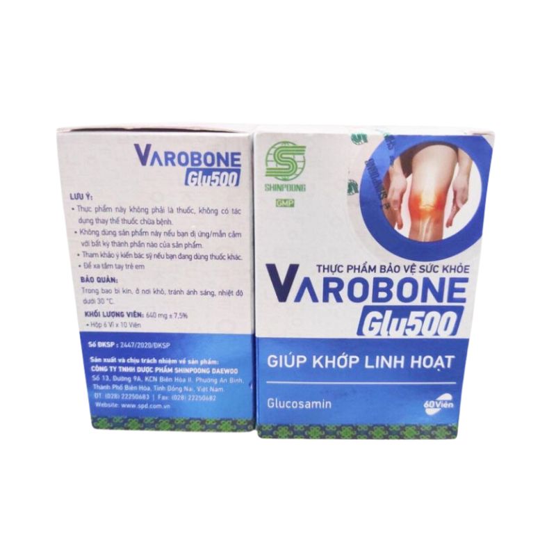 Varobone Glu500 Viên Uống Hỗ Trợ Bôi Trơn Sụn Khớp (Hộp 60 viên)