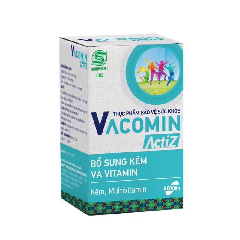 Vacomin ActiZ Viên Uống Hỗ Trợ Bổ Sung Kẽm Và Vitamin (Hộp 60 Viên)
