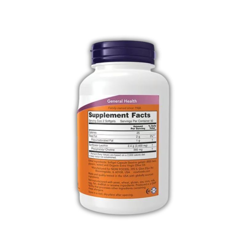 Now Sunflower Lecithin Viên Uống Hỗ Trợ Chống Tắc Tia Sữa, Hỗ Trợ Duy Trì Lượng Sữa Cho Con Bú, Giảm Stress Căng Thẳng (Hộp 100 viên)