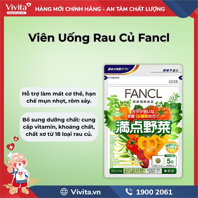 Công dụng Viên Uống Rau Củ Fancl