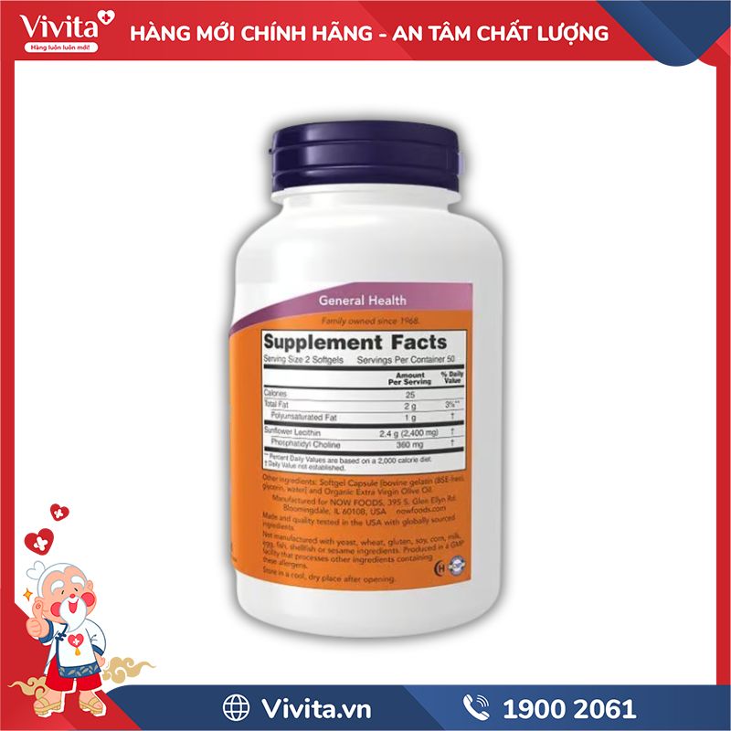 Thành phần Now Sunflower Lecithin