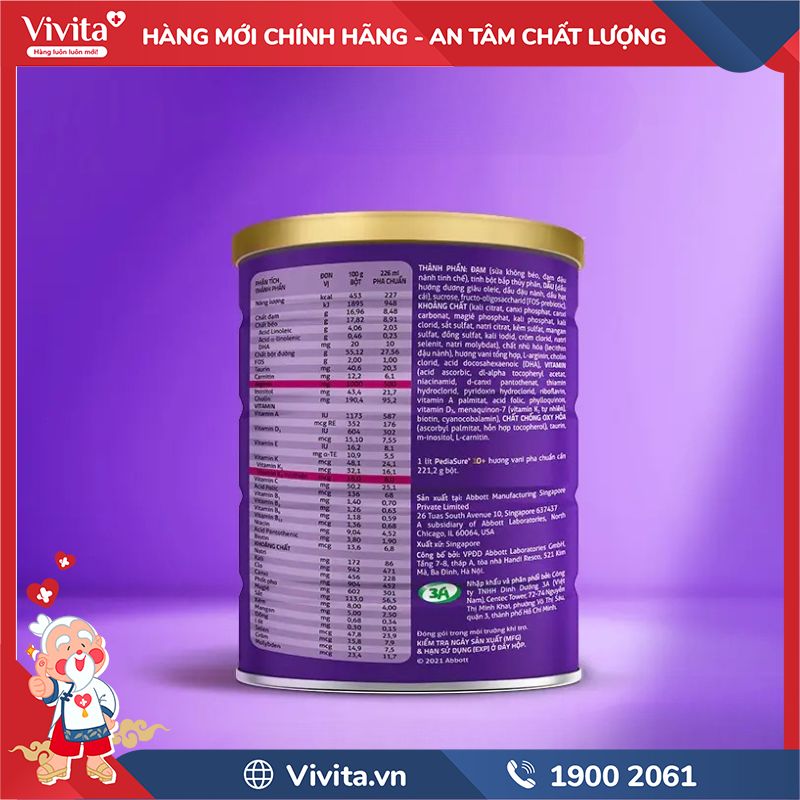 Thành phần của Sữa PediaSure 10+ 