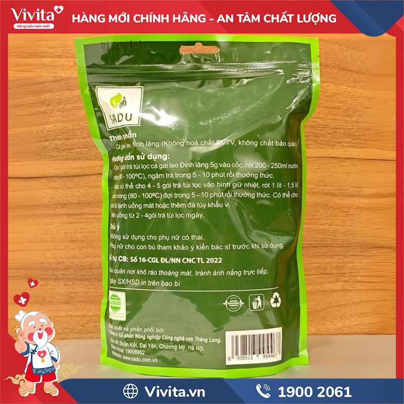 Thành phần Trà Cà Gai Leo Đinh Lăng Sadu