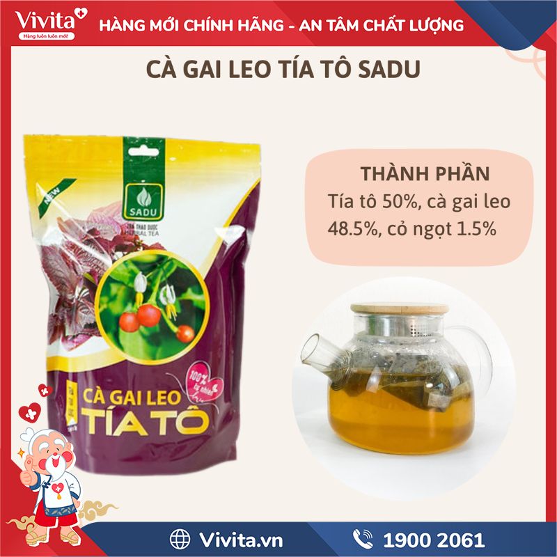 Thành phần của Trà Cà Gai Leo Tía Tô Sadu