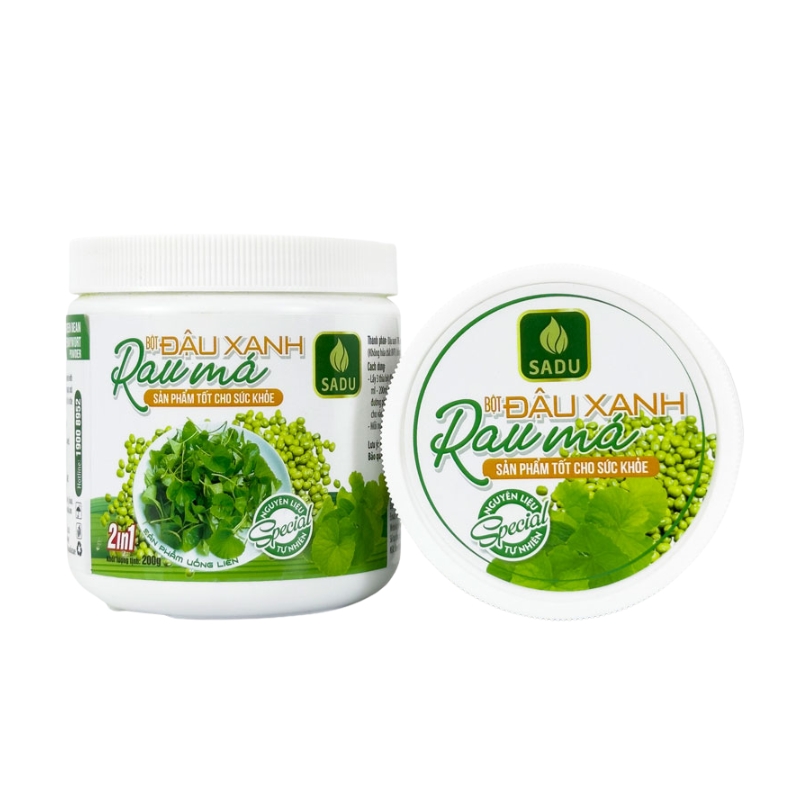 Bột Rau Má Đậu Xanh Sadu Bột Pha Sẵn Hỗ Trợ Thanh Nhiệt, Giải Độc Và Hạ Cholesterol Máu (Hộp 200g)