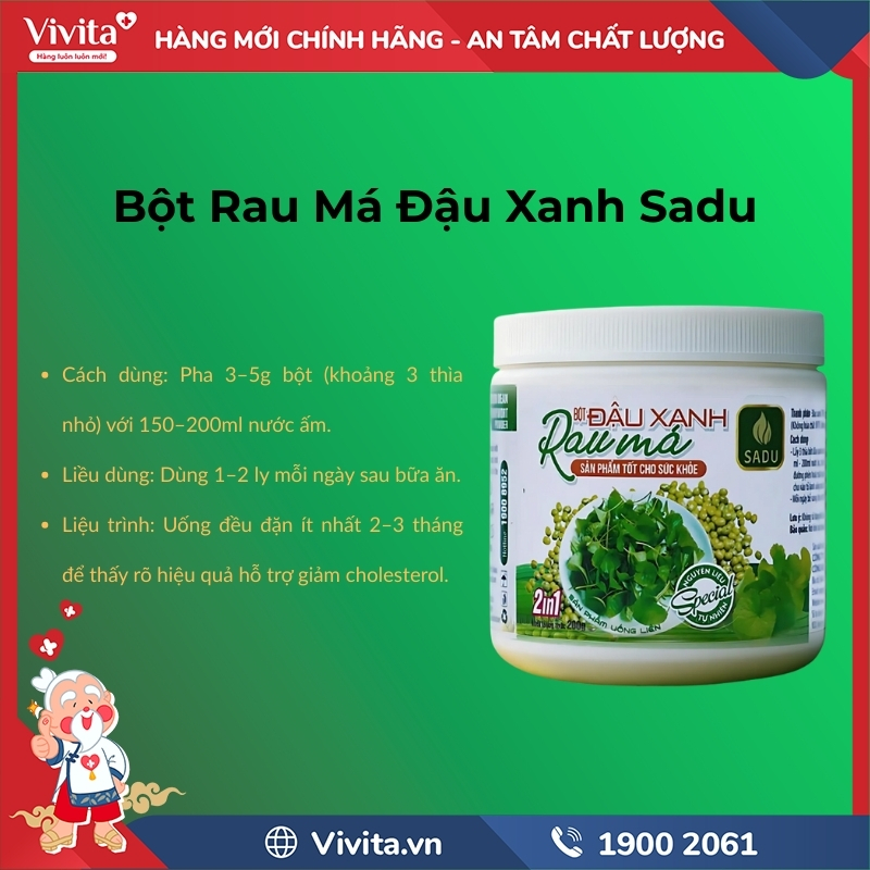 cách dùng Bột Rau Má Đậu Xanh Sadu