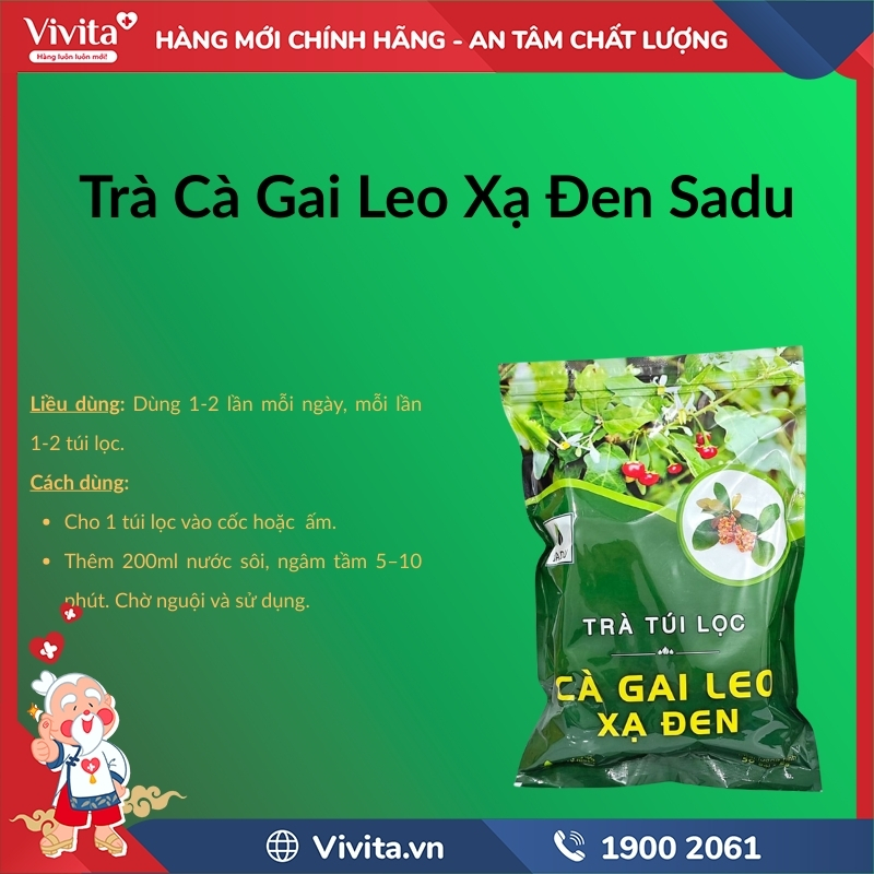 Cách dùng Trà Cà Gai Leo Xạ Đen Sadu