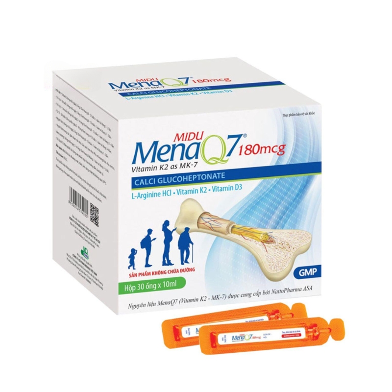 Midu MenaQ7 Ống Uống Hỗ Trợ Bổ Sung Canxi (Hộp 30 ống x 10ml)