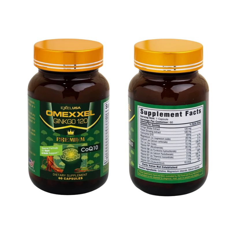 Omexxel Ginkgo 120 Premium Viên Uống Hỗ Trợ Tốt Cho Não Và Tim Mạch (Hộp 60 viên)