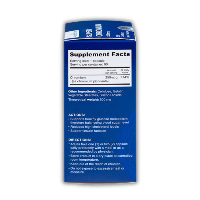 Super Chromium 250mcg Mỹ Viên Uống Hỗ Trợ Cân Bằng Đường Huyết (Hộp 90 Viên)