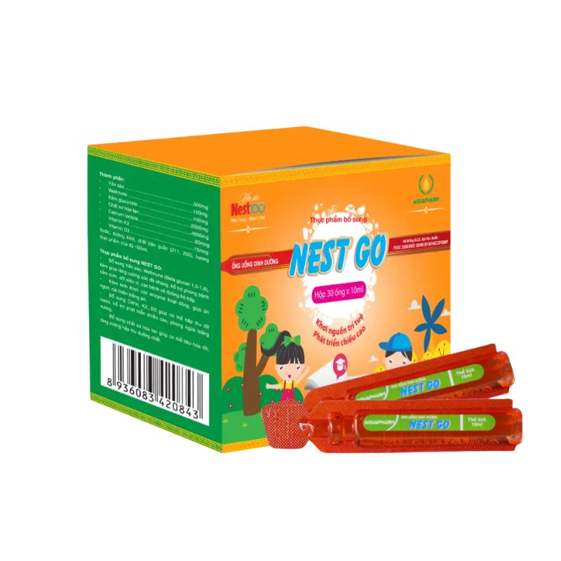 Nest Go Nước Uống Hỗ Trợ Tăng Cường Sức Đề Kháng, Tiêu Hóa Khỏe, Bé Ăn Ngon (Hộp 30 ống)
