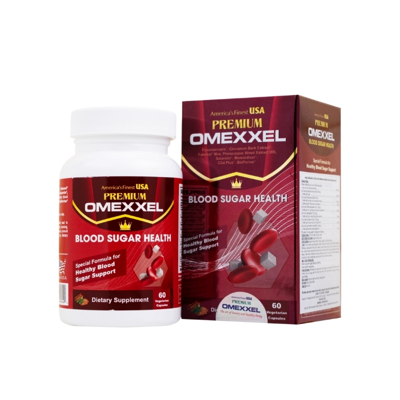 Premium Omexxel Blood Sugar Health Viên Uống Hỗ Trợ Ổn Định Đường Huyết (Hộp 60 viên)