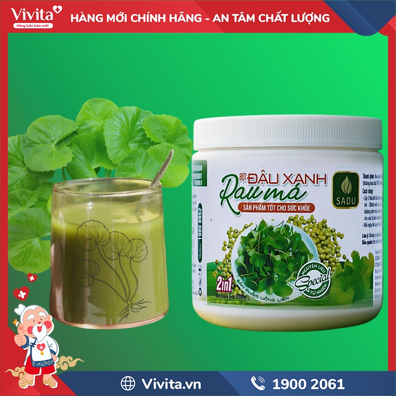 thành phần Bột Rau Má Đậu Xanh Sadu