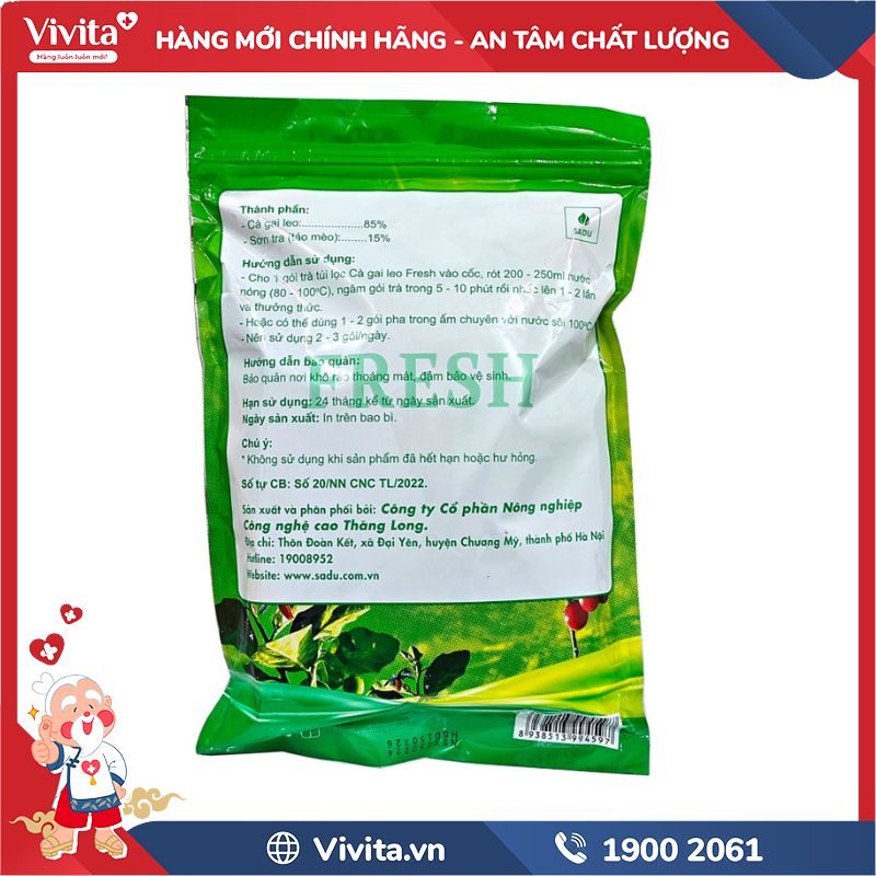 Thành phần của Trà Cà Gai Leo Táo Mèo Sadu 