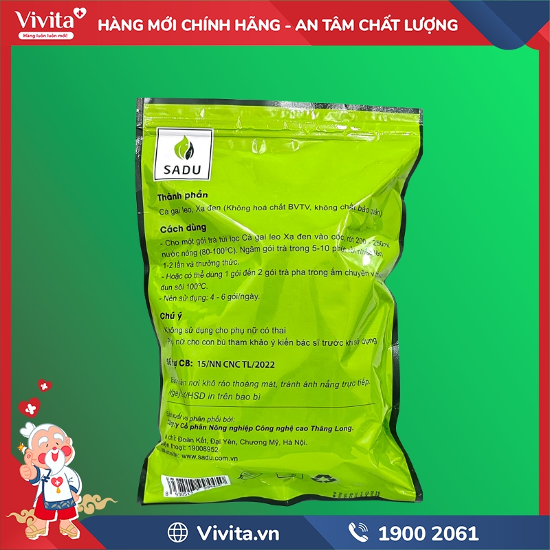 Thành phần Trà Cà Gai Leo Xạ Đen Sadu