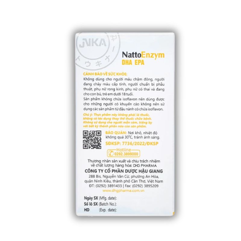 NattoEnzym DHA EPA Hỗ Trợ Giảm Nguy Cơ Tắc Mạch, Đột Quỵ Do Huyết Khối (Hộp 60 viên)