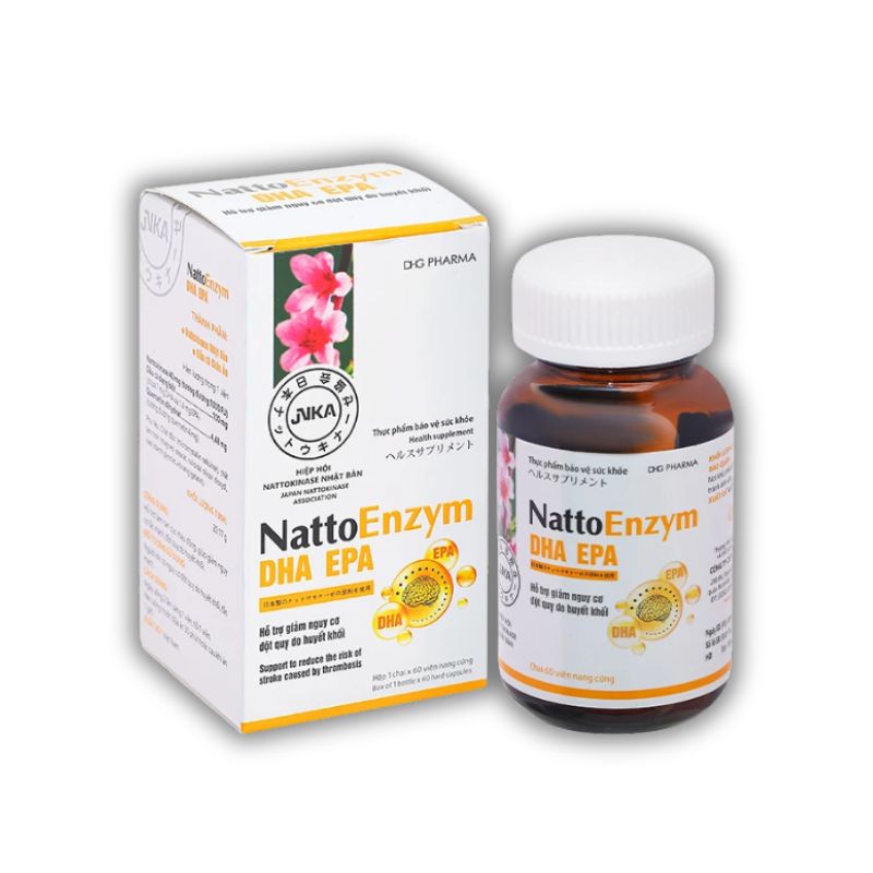 NattoEnzym DHA EPA Hỗ Trợ Giảm Nguy Cơ Tắc Mạch, Đột Quỵ Do Huyết Khối (Hộp 60 viên)