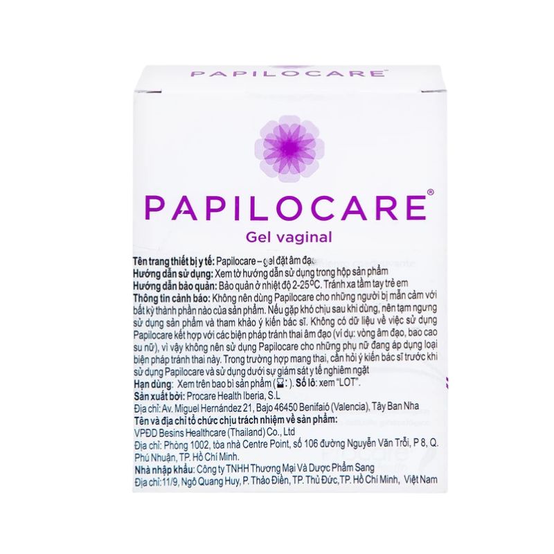 Papilocare Gel Vaginal Tây Ban Nha Hỗ Trợ Đào Thải HPV (Hộp 7 tuýp x 5ml)
