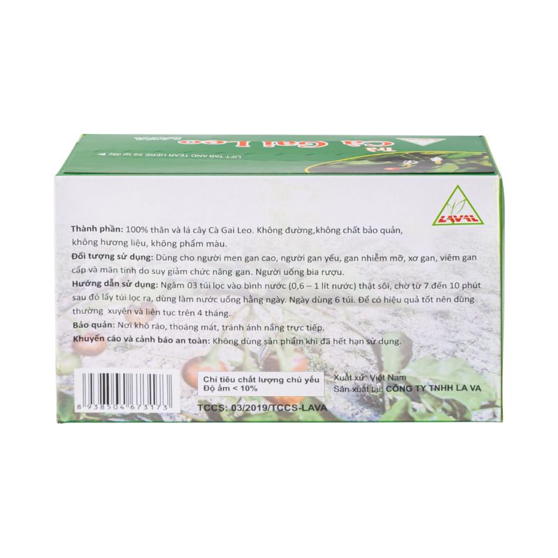 Trà Cà Gai Leo Lava hỗ trợ bổ gan, giải độc gan, hạ men gan (30 túi lọc x 5g)