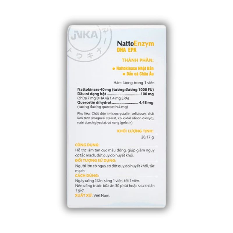 NattoEnzym DHA EPA Hỗ Trợ Giảm Nguy Cơ Tắc Mạch, Đột Quỵ Do Huyết Khối (Hộp 60 viên)