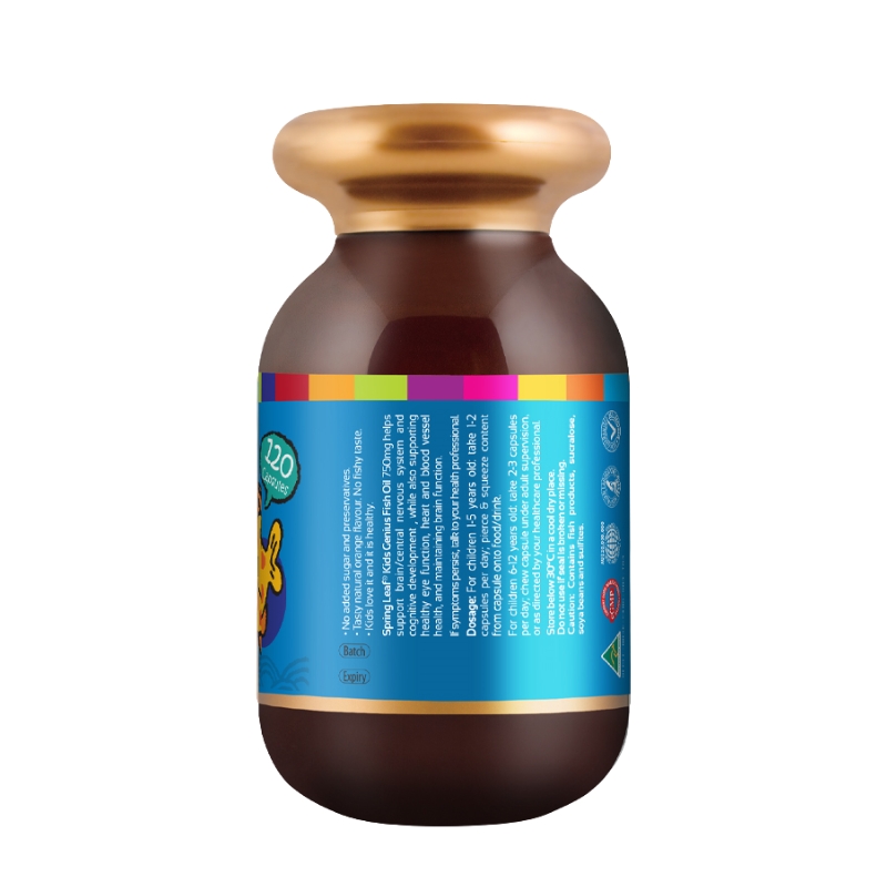 SpringLeaf Kids Genius Fish Oil của Úc hỗ trợ trí não, tim mạch, thị lực (120 viên)