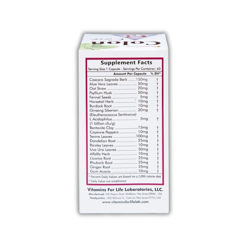 Viên uống Colon Care Vitamins For Life của Mỹ hỗ trợ nhuận tràng, giảm táo bón (60 viên)