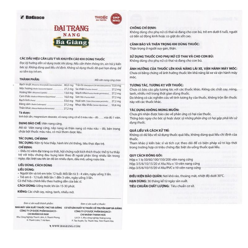 Đại tràng nang Bà Giằng điều trị viêm đại tràng co thắt, hội chứng ruột kích thích (5 vỉ x 10 viên)