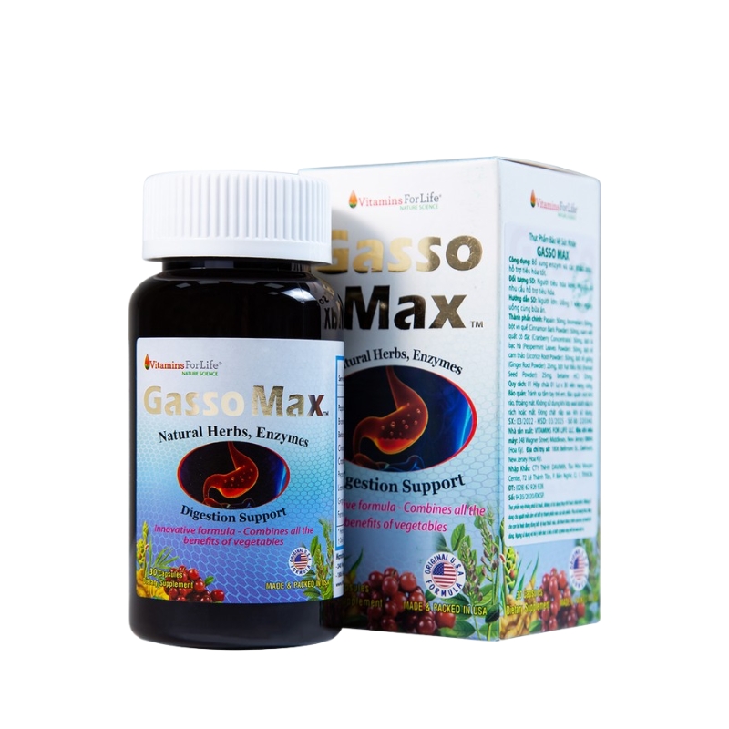 Gasso Max Hoa Kỳ Viên Uống Hỗ Trợ Tiêu Hóa (Hộp 30 viên)