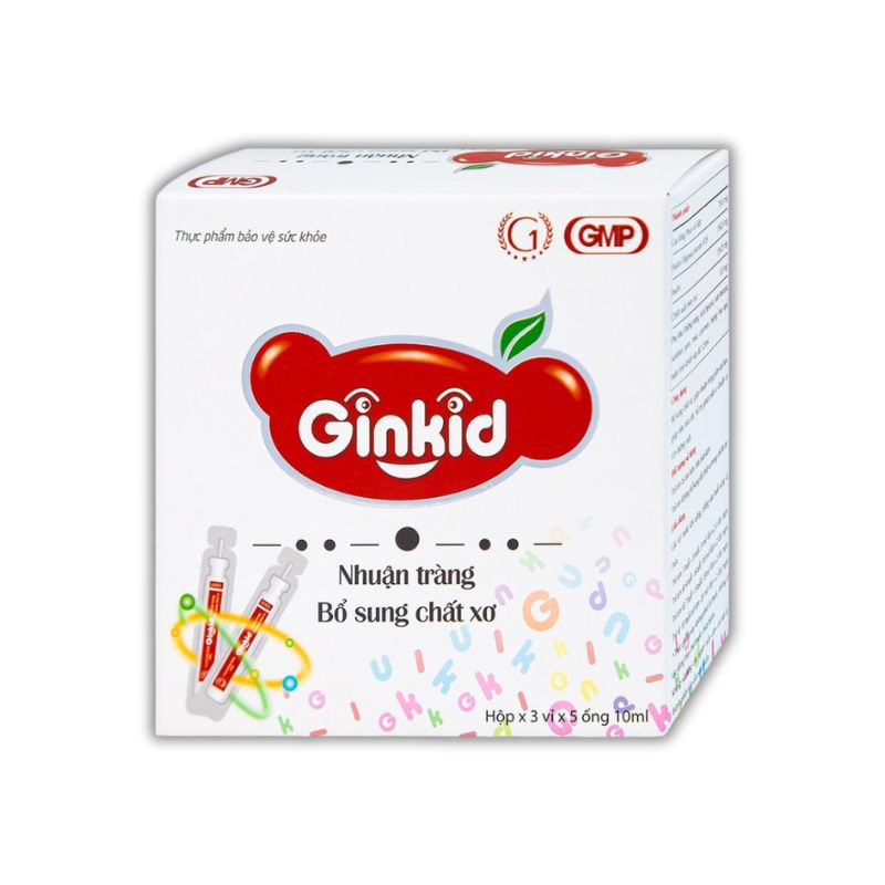 Ginkid Siro Hỗ Trợ Nhuận Tràng Và Bổ Sung Chất Xơ (Hộp 3 vỉ x 5 ống x 10ml)