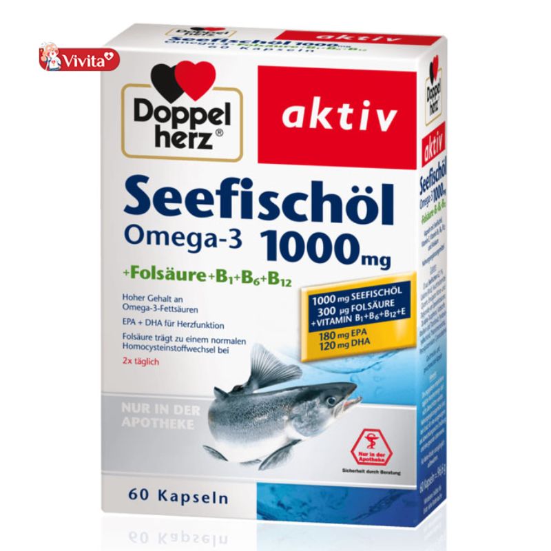 Viên uống Omega 3 Doppelherz Seefischöl 1000 mg + Vitamin E