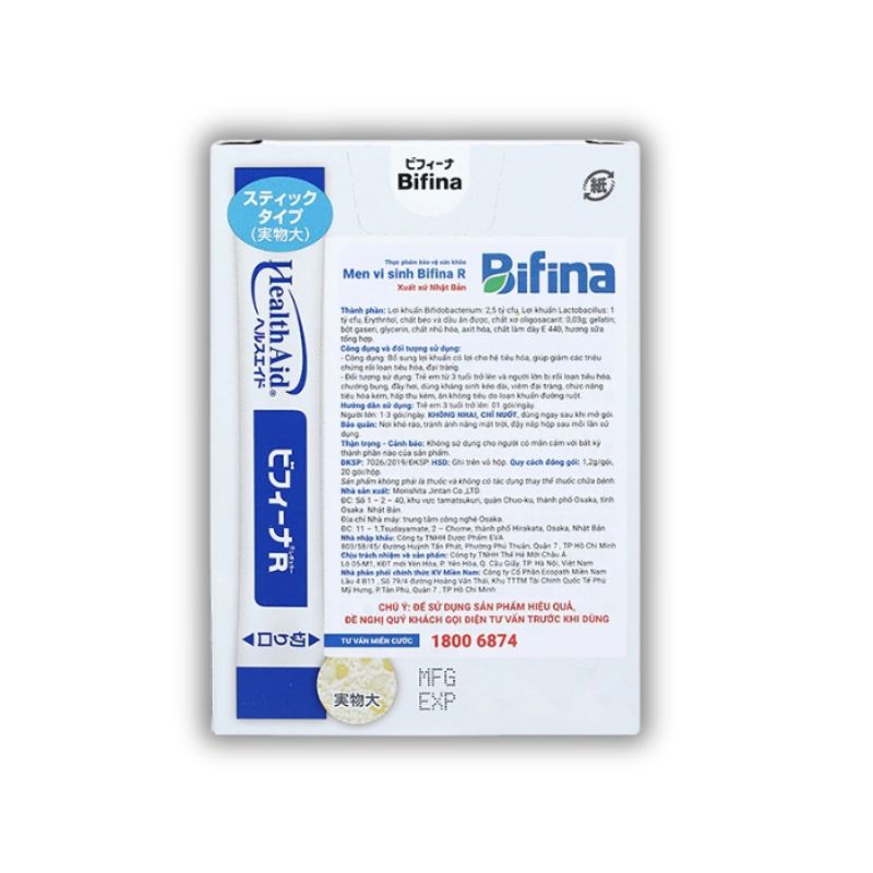 Bifina R Men Vi Sinh Hỗ Trợ Bổ Sung Lợi Khuẩn (Hộp 20 gói)